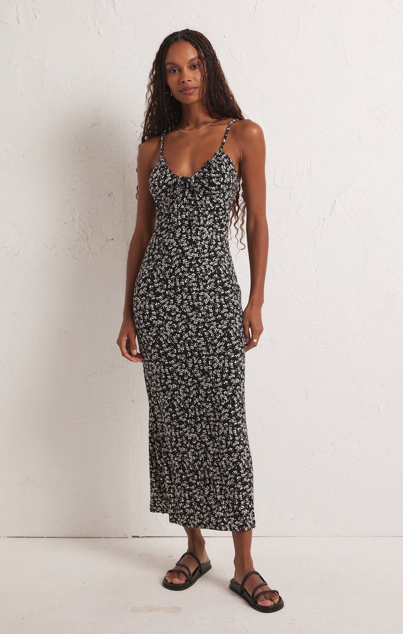 Melinda Gia Ditsy Midi Dress-Dresses-Vixen Collection, Day Spa and Women's Boutique Located in Seattle, Washington