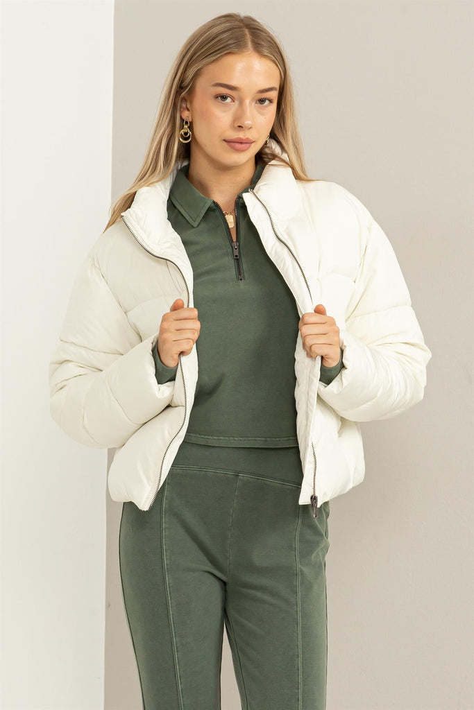 Weekend Ready Quilted Puffer Jacket, Cream-Outerwear-Vixen Collection, Day Spa and Women's Boutique Located in Seattle, Washington