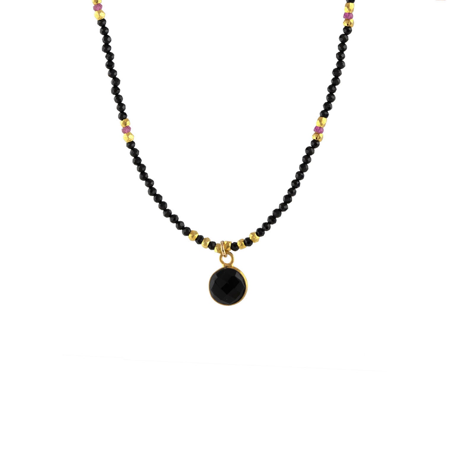 15" Black Spinel Gold Necklace-Necklaces-Vixen Collection, Day Spa and Women's Boutique Located in Seattle, Washington