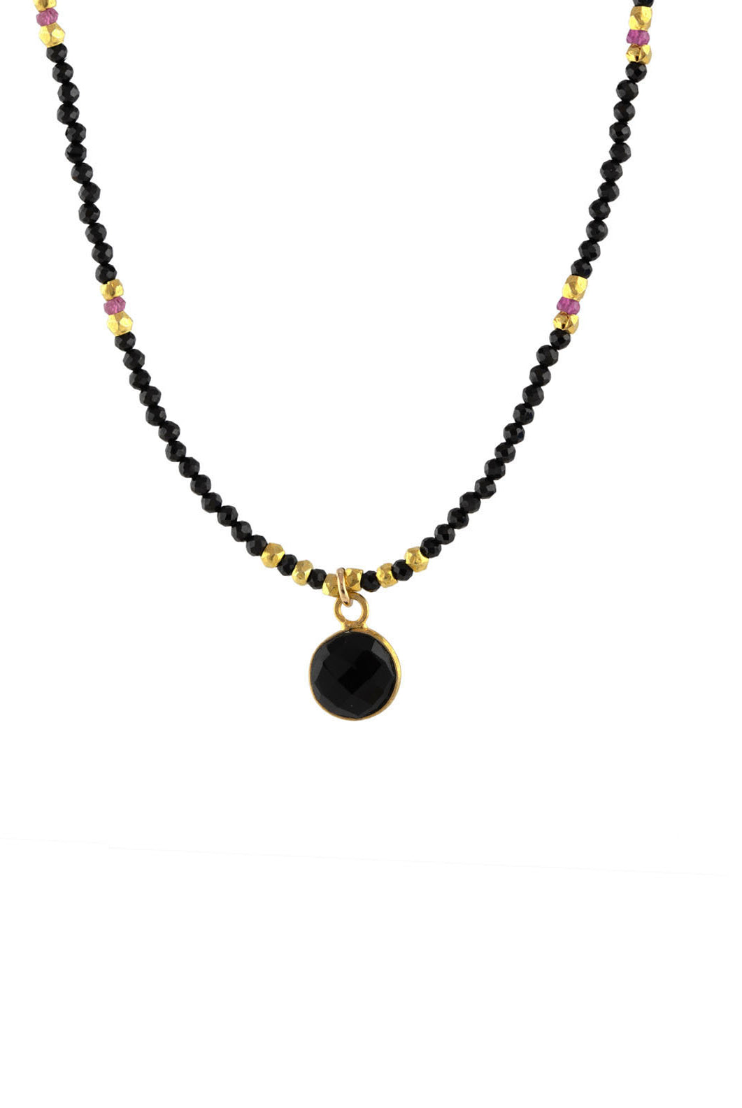 15" Black Spinel Gold Necklace-Necklaces-Vixen Collection, Day Spa and Women's Boutique Located in Seattle, Washington
