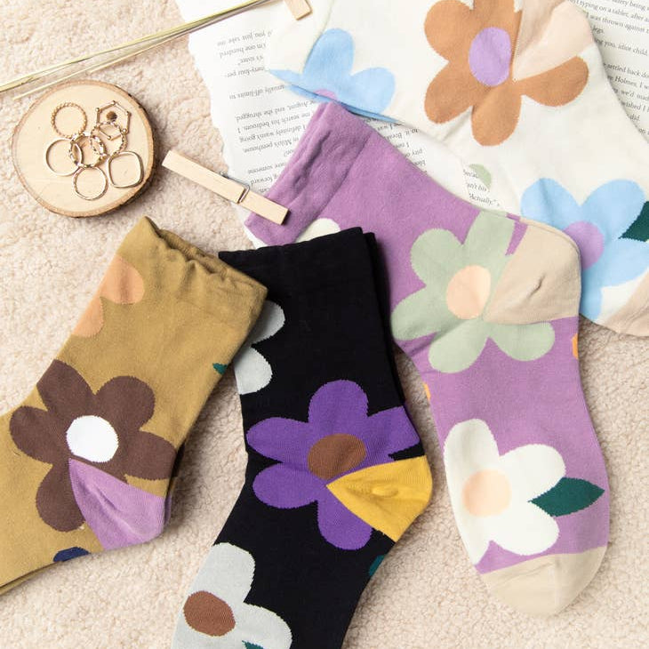 Groovy Floral Socks-Socks-Vixen Collection, Day Spa and Women's Boutique Located in Seattle, Washington