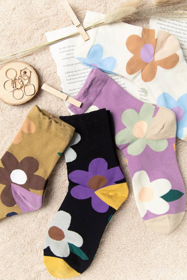 Groovy Floral Socks-Socks-Vixen Collection, Day Spa and Women's Boutique Located in Seattle, Washington