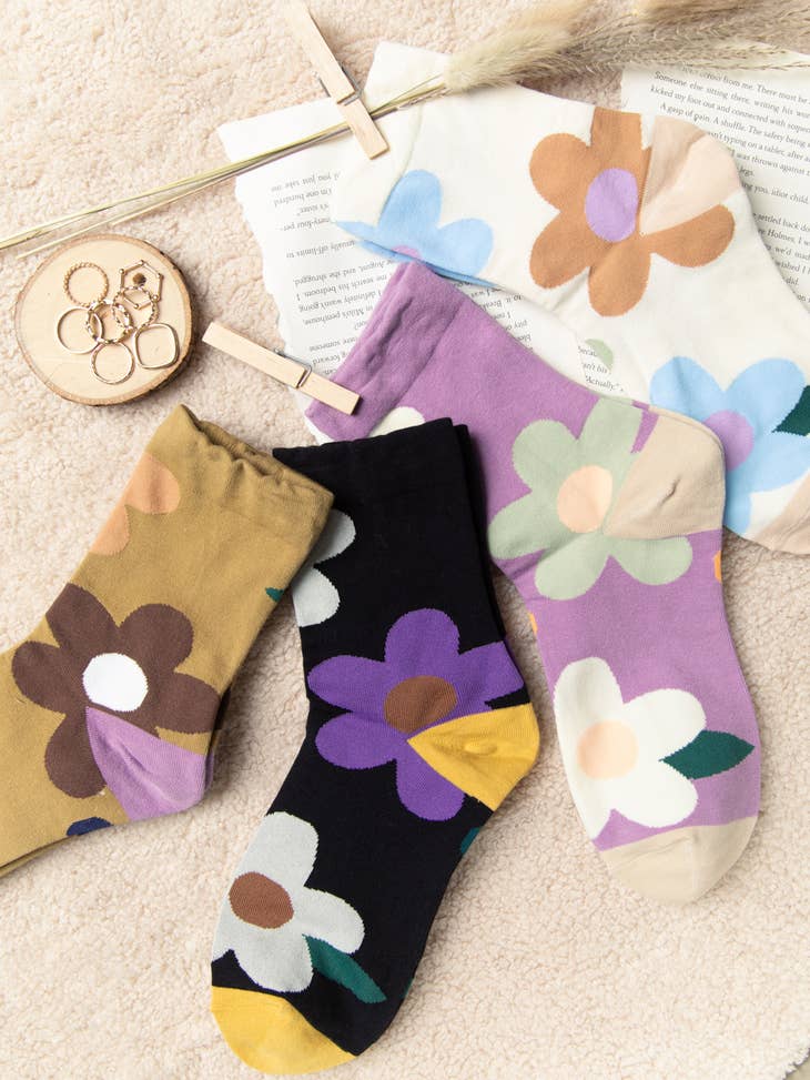 Groovy Floral Socks-Socks-Vixen Collection, Day Spa and Women's Boutique Located in Seattle, Washington