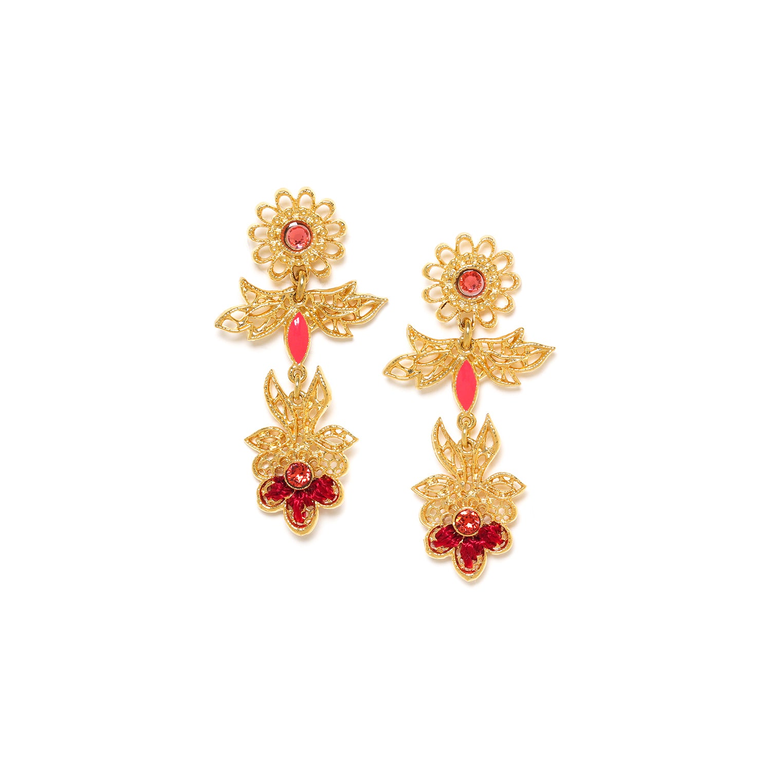 Appoline Flower Earrings, Red-Earrings-Vixen Collection, Day Spa and Women's Boutique Located in Seattle, Washington
