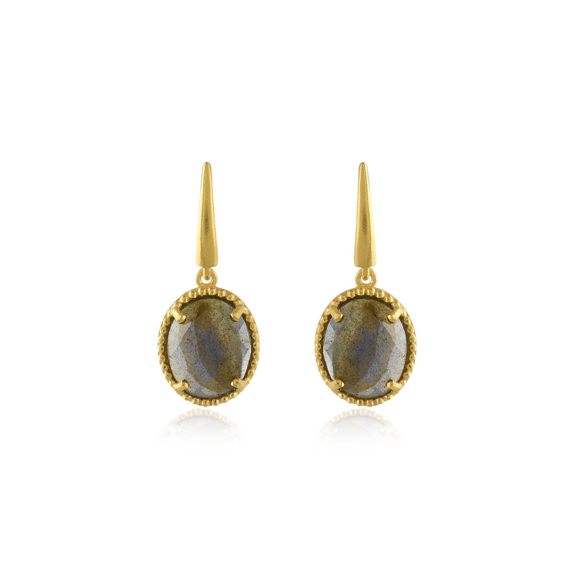 Labradorite Beaded Bezel Post-Earrings-Vixen Collection, Day Spa and Women's Boutique Located in Seattle, Washington