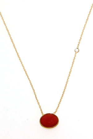 Red Onyx Oval Pendant-Necklaces-Vixen Collection, Day Spa and Women's Boutique Located in Seattle, Washington