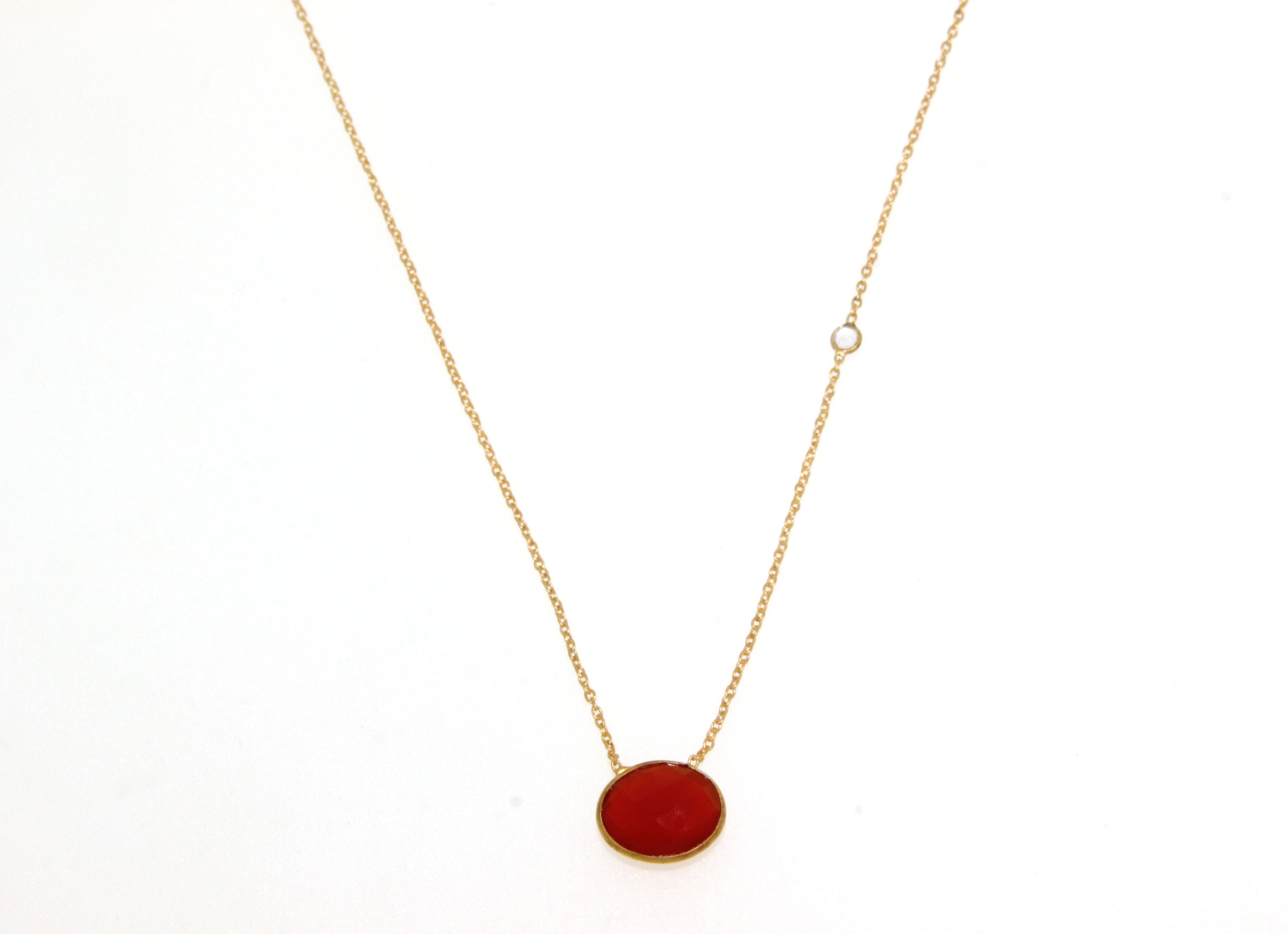 Red Onyx Oval Pendant-Necklaces-Vixen Collection, Day Spa and Women's Boutique Located in Seattle, Washington