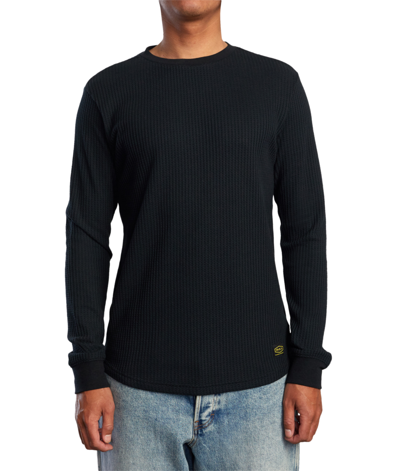 Day Shift Long Sleeve Thermal Shirt, Black-Men's Tops-Vixen Collection, Day Spa and Women's Boutique Located in Seattle, Washington