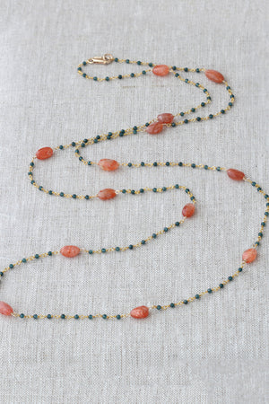42" Sunstone Gold Necklace-Necklaces-Vixen Collection, Day Spa and Women's Boutique Located in Seattle, Washington