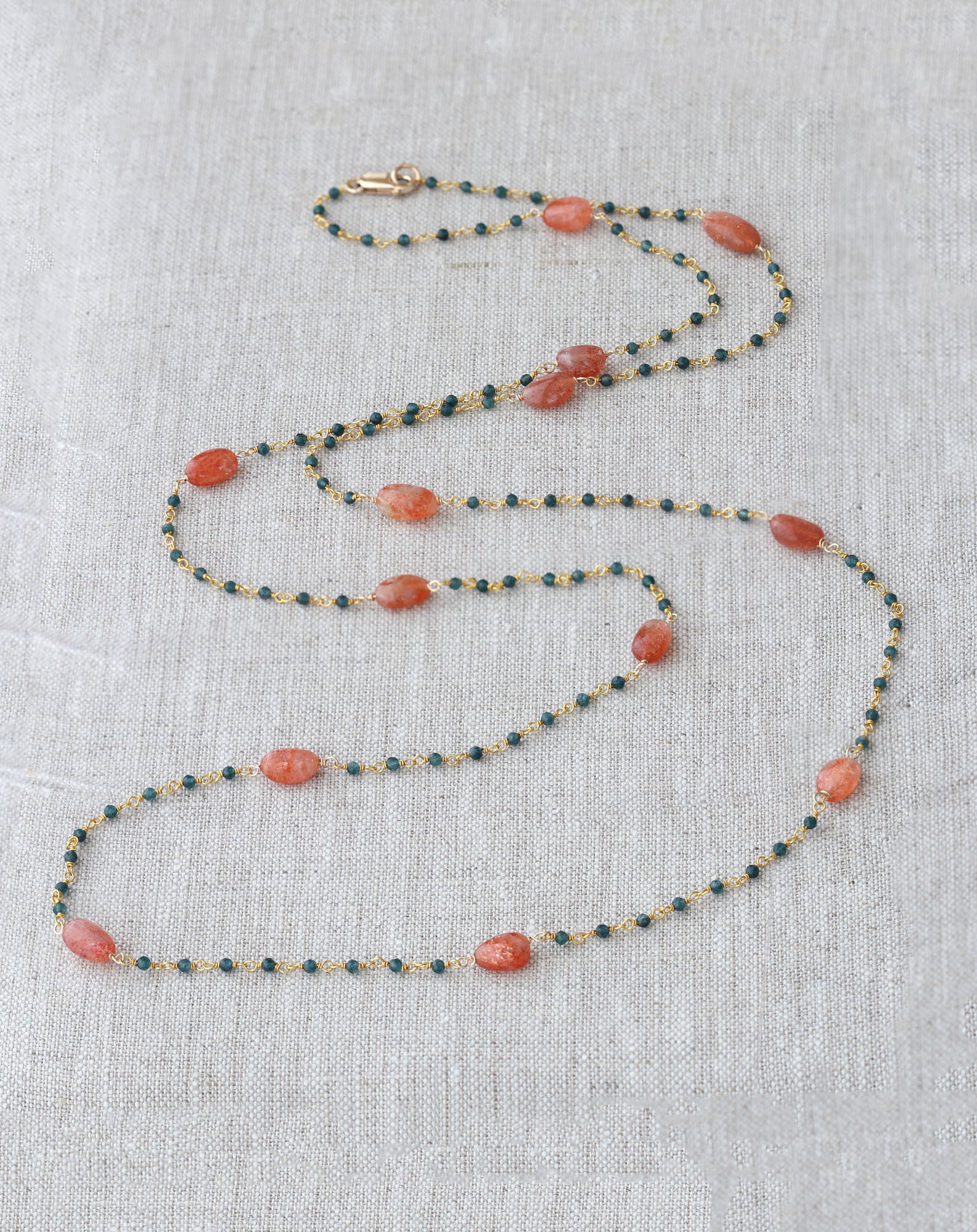 42" Sunstone Gold Necklace-Necklaces-Vixen Collection, Day Spa and Women's Boutique Located in Seattle, Washington