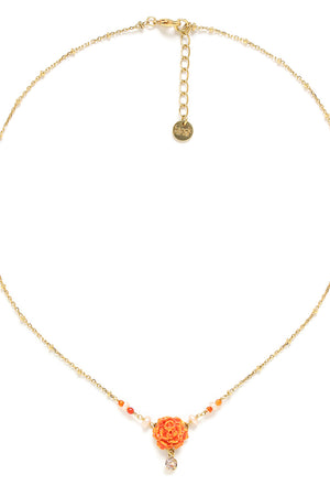 Clea Flower Pendant Necklace, Orange-Necklaces-Vixen Collection, Day Spa and Women's Boutique Located in Seattle, Washington