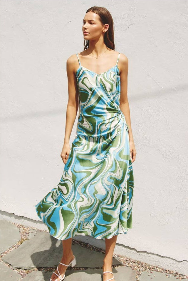 Painted Waves Cutout Dress-Dresses-Vixen Collection, Day Spa and Women's Boutique Located in Seattle, Washington