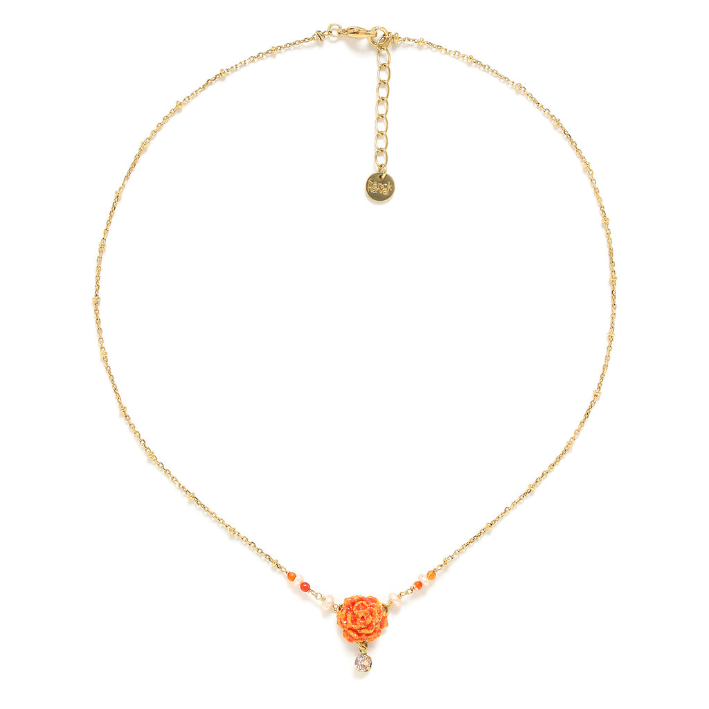 Clea Flower Pendant Necklace, Orange-Necklaces-Vixen Collection, Day Spa and Women's Boutique Located in Seattle, Washington