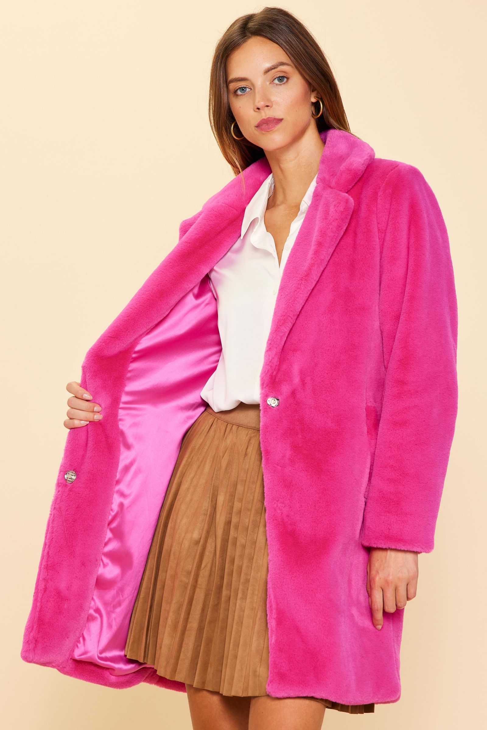 Bright pink teddy coat hotsell