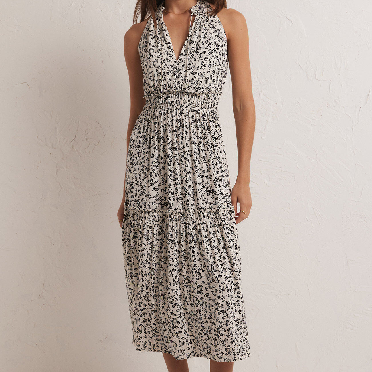 Rhea Gia Ditsy Midi Dress-Dresses-Vixen Collection, Day Spa and Women's Boutique Located in Seattle, Washington