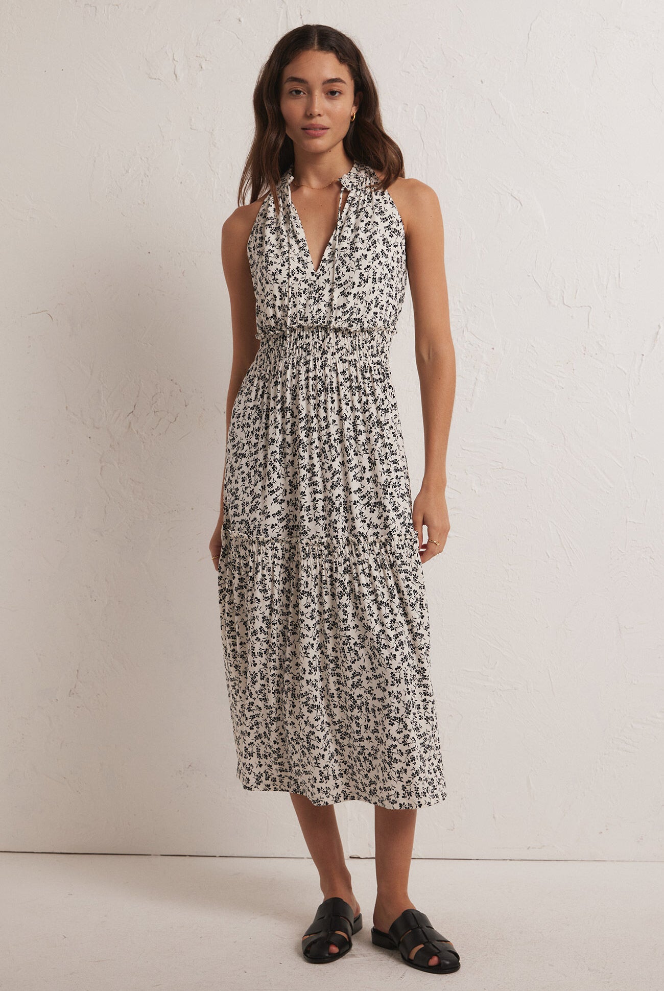 Rhea Gia Ditsy Midi Dress-Dresses-Vixen Collection, Day Spa and Women's Boutique Located in Seattle, Washington