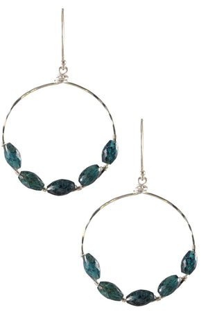 Large Silver Kyanite Hoops-Earrings-Vixen Collection, Day Spa and Women's Boutique Located in Seattle, Washington