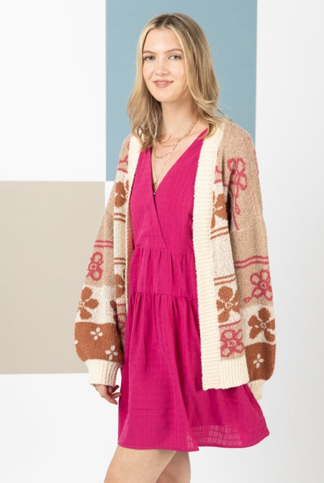 Woven Bloom Oversized Cardigan-Cardigans-Vixen Collection, Day Spa and Women's Boutique Located in Seattle, Washington