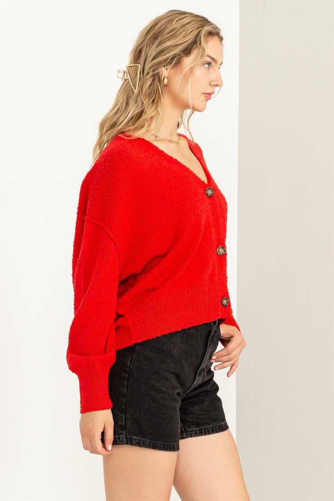 Cozy to Love Cardigan Sweater, Red-Cardigans-Vixen Collection, Day Spa and Women's Boutique Located in Seattle, Washington