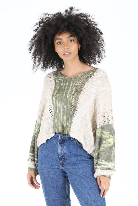 Swan Beach Crop Pullover, Olive-Long Sleeves-Vixen Collection, Day Spa and Women's Boutique Located in Seattle, Washington