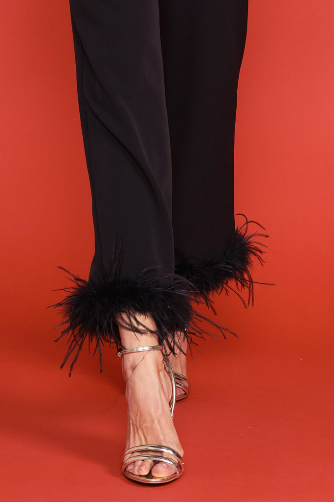 Darling Feather Trim Pants-Pants-Vixen Collection, Day Spa and Women's Boutique Located in Seattle, Washington