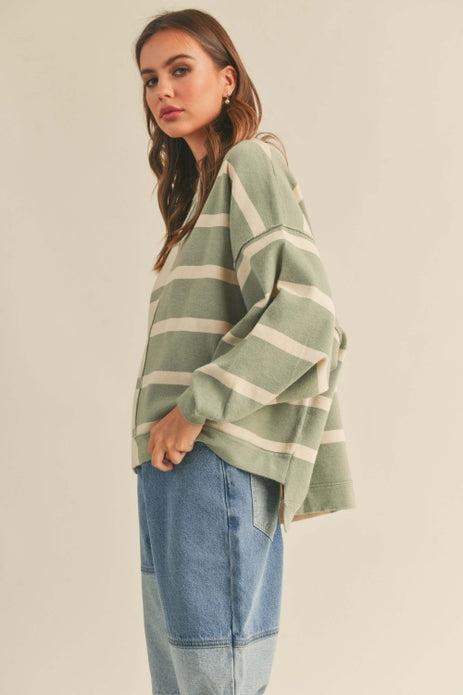 Happily Ever After Striped Pattern Sweater Top-Sweaters-Vixen Collection, Day Spa and Women's Boutique Located in Seattle, Washington