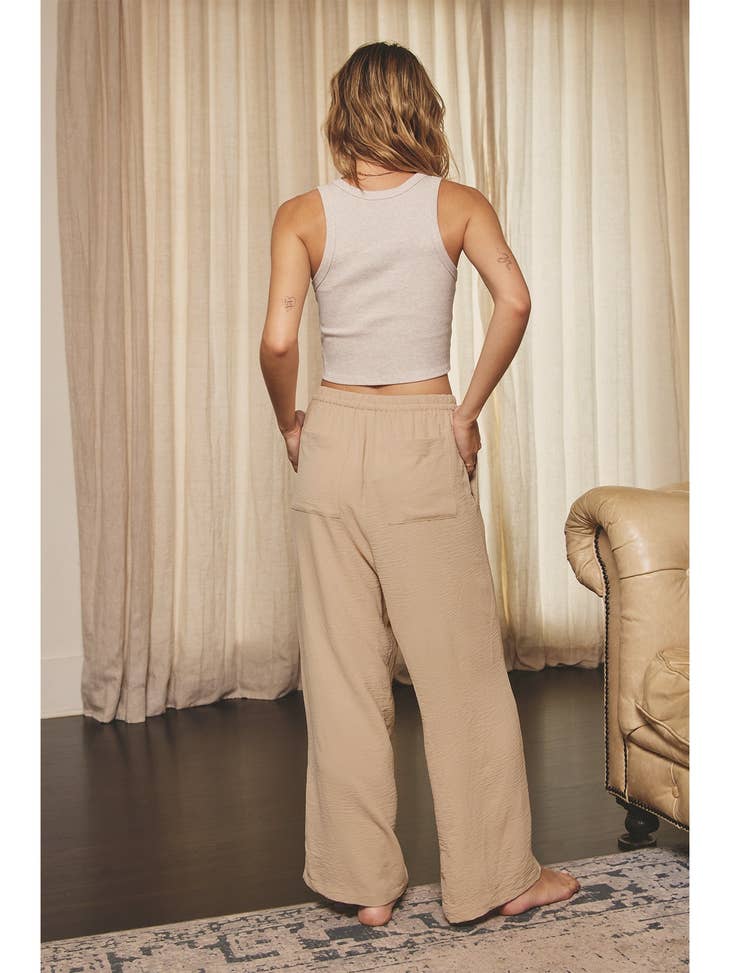 Air Flow Relaxed Pants, Sand-Loungewear Bottoms-Vixen Collection, Day Spa and Women's Boutique Located in Seattle, Washington