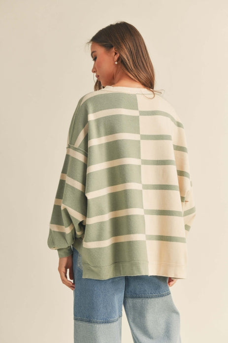 Happily Ever After Striped Pattern Sweater Top-Sweaters-Vixen Collection, Day Spa and Women's Boutique Located in Seattle, Washington