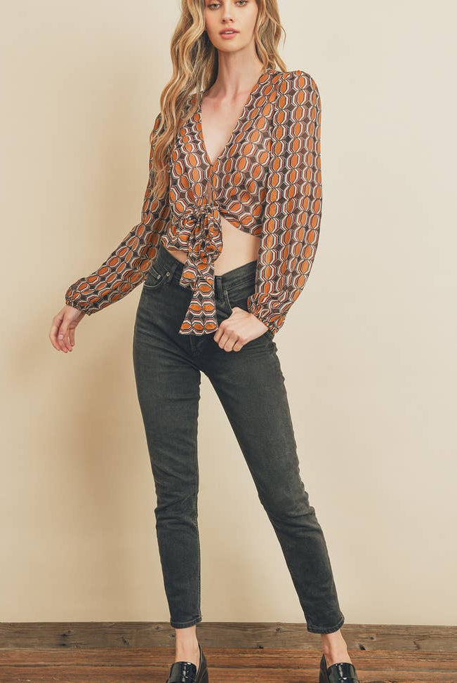 Good Tie Times Cropped Top-Long Sleeves-Vixen Collection, Day Spa and Women's Boutique Located in Seattle, Washington