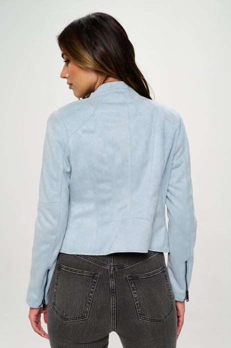 Pacific Blue Suede Jacket-Jackets-Vixen Collection, Day Spa and Women's Boutique Located in Seattle, Washington