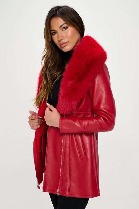 Ravenna Faux Leather & Fur Coat-Outerwear-Vixen Collection, Day Spa and Women's Boutique Located in Seattle, Washington