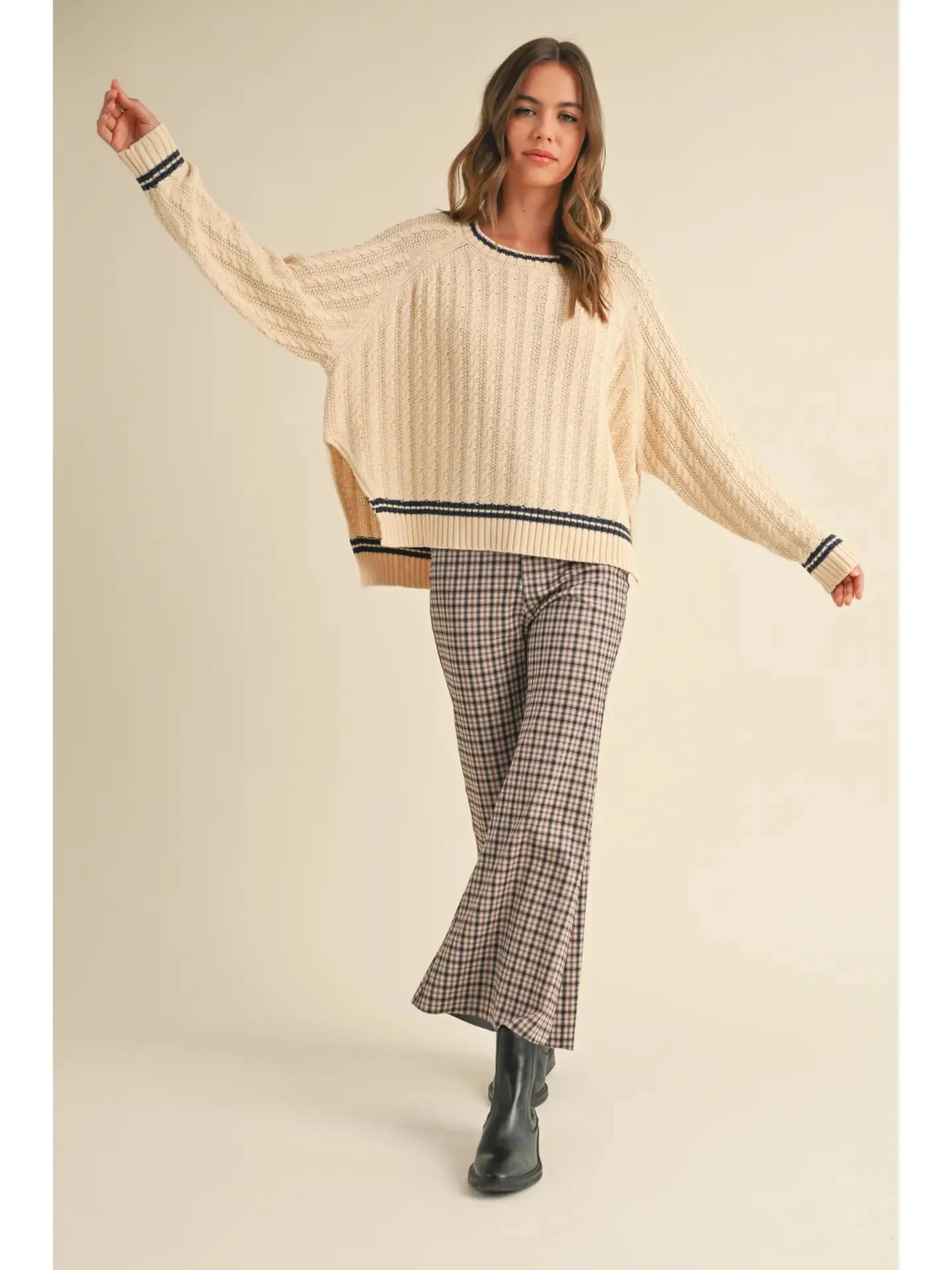 Overboard Cable Sweater-Sweaters-Vixen Collection, Day Spa and Women's Boutique Located in Seattle, Washington