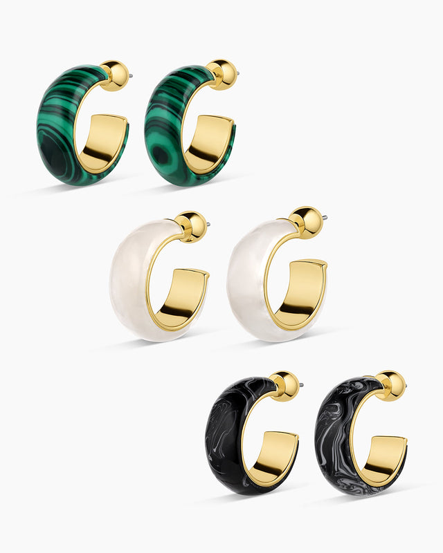 Paseo Marble Small Hoops-Earrings-Vixen Collection, Day Spa and Women's Boutique Located in Seattle, Washington