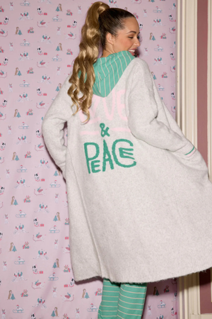 Peace & Pawlidays Cardigan-Loungewear Tops-Vixen Collection, Day Spa and Women's Boutique Located in Seattle, Washington