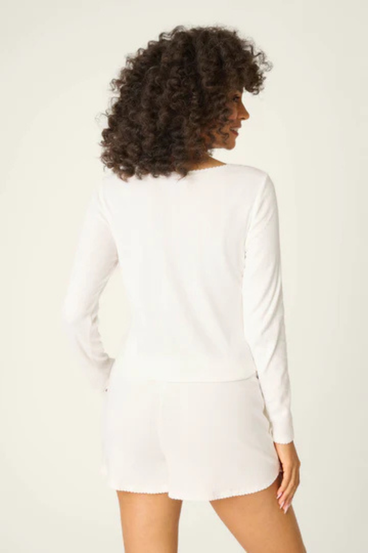 Pointelle Essentials Cardigan-Loungewear Tops-Vixen Collection, Day Spa and Women's Boutique Located in Seattle, Washington