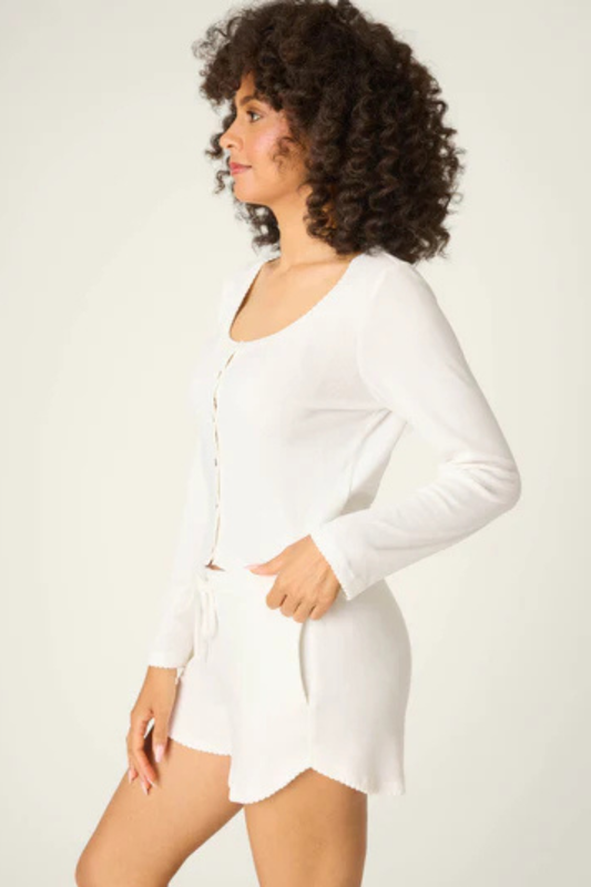 Pointelle Essentials Cardigan-Loungewear Tops-Vixen Collection, Day Spa and Women's Boutique Located in Seattle, Washington