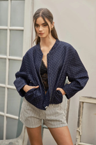 Polka My Dots Bomber Jacket-Jackets-Vixen Collection, Day Spa and Women's Boutique Located in Seattle, Washington