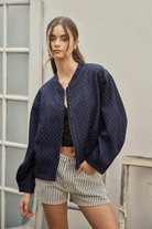 Polka My Dots Bomber Jacket-Jackets-Vixen Collection, Day Spa and Women's Boutique Located in Seattle, Washington