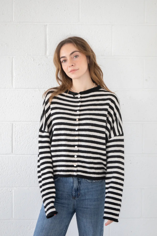 Pretty Piper Striped Cardigan-Sweaters-Vixen Collection, Day Spa and Women's Boutique Located in Seattle, Washington