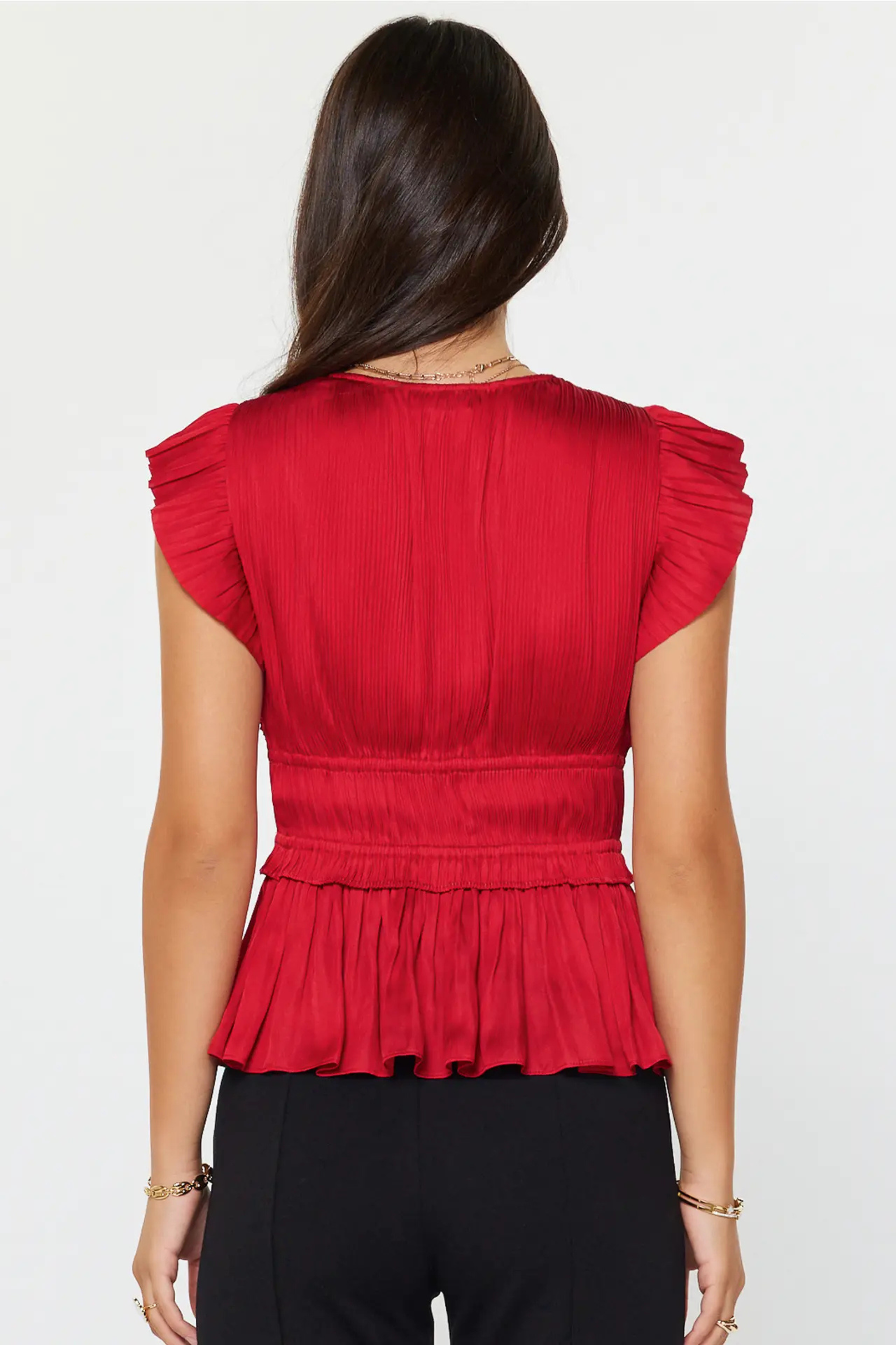 Pur & Peplum Blouse-Short Sleeves-Vixen Collection, Day Spa and Women's Boutique Located in Seattle, Washington