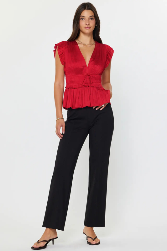 Pur & Peplum Blouse-Short Sleeves-Vixen Collection, Day Spa and Women's Boutique Located in Seattle, Washington