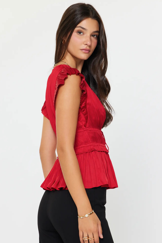 Pur & Peplum Blouse-Short Sleeves-Vixen Collection, Day Spa and Women's Boutique Located in Seattle, Washington