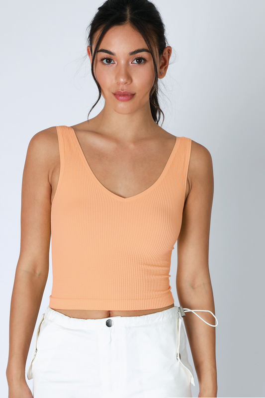 Reversible Ribbed Crop Top-Tank Tops-Vixen Collection, Day Spa and Women's Boutique Located in Seattle, Washington