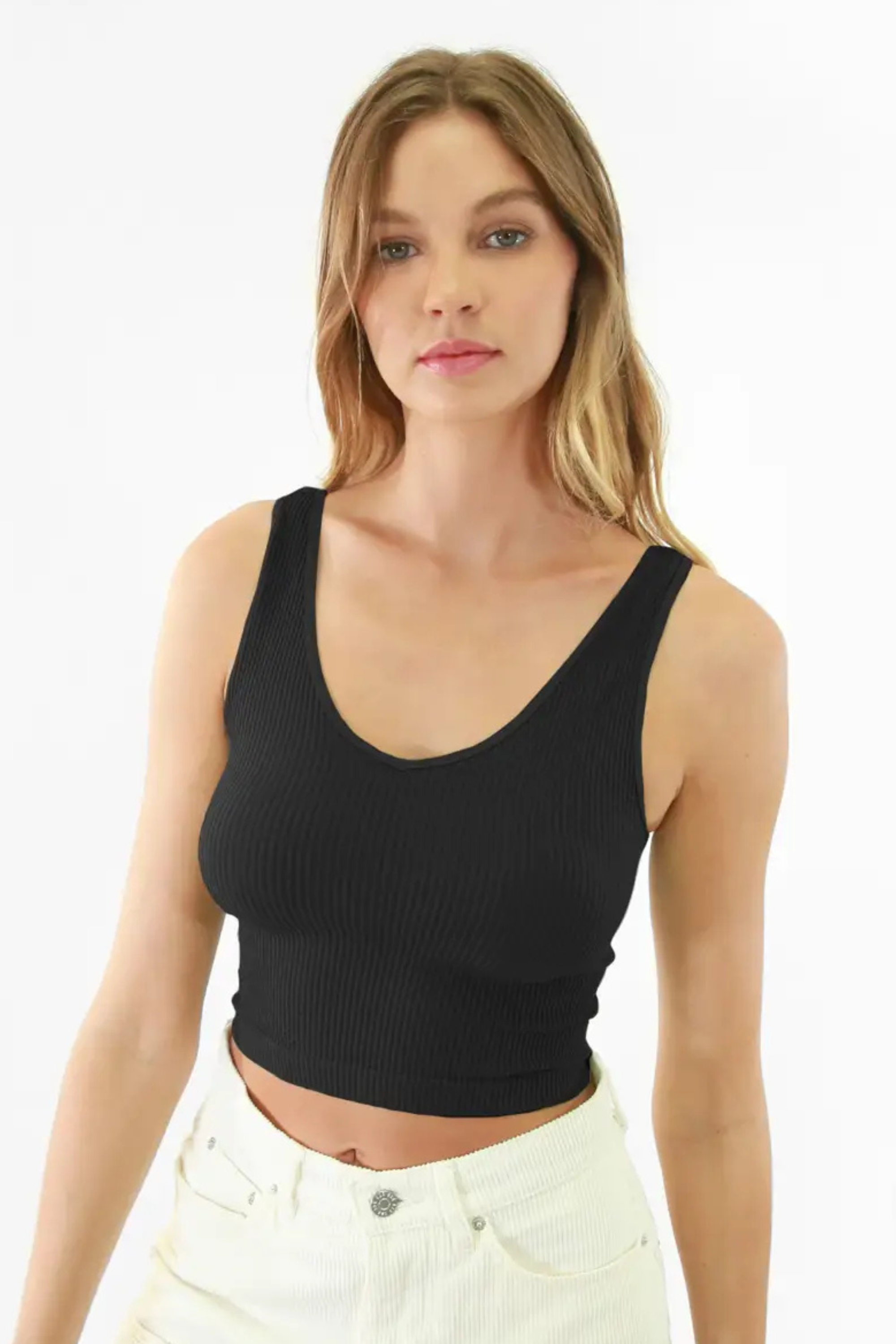 Reversible Ribbed Crop Top-Tank Tops-Vixen Collection, Day Spa and Women's Boutique Located in Seattle, Washington