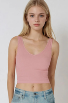 Reversible Ribbed Crop Top-Tank Tops-Vixen Collection, Day Spa and Women's Boutique Located in Seattle, Washington