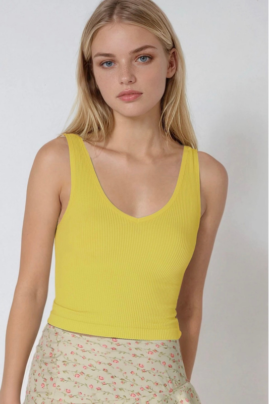 Reversible Ribbed Crop Top-Tank Tops-Vixen Collection, Day Spa and Women's Boutique Located in Seattle, Washington
