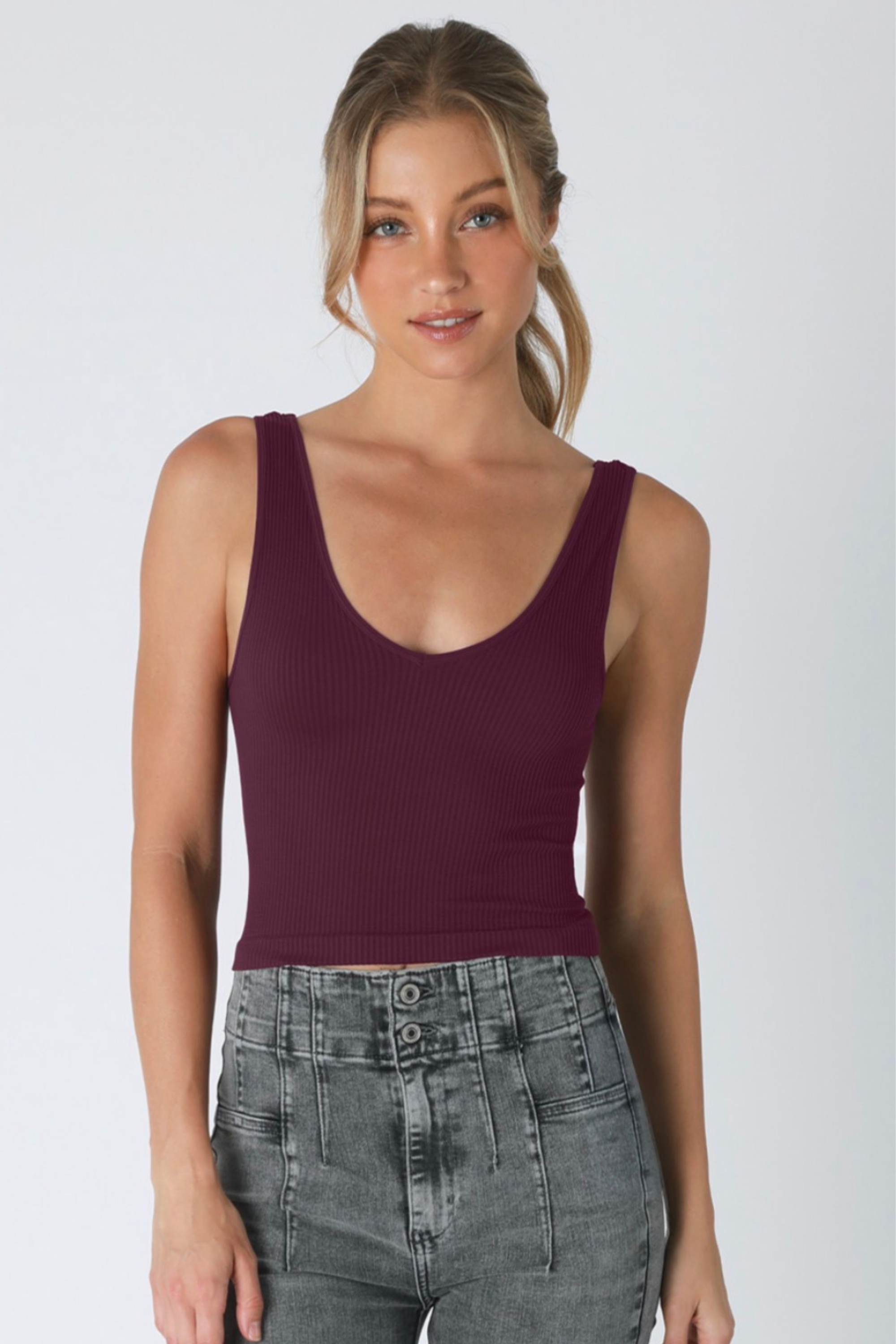 Reversible Ribbed Crop Top-Tank Tops-Vixen Collection, Day Spa and Women's Boutique Located in Seattle, Washington
