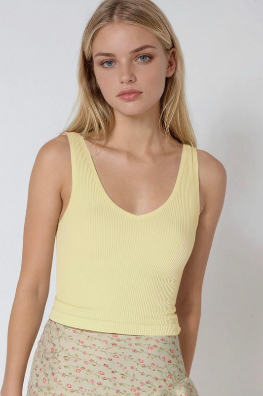 Reversible Ribbed Crop Top-Tank Tops-Vixen Collection, Day Spa and Women's Boutique Located in Seattle, Washington