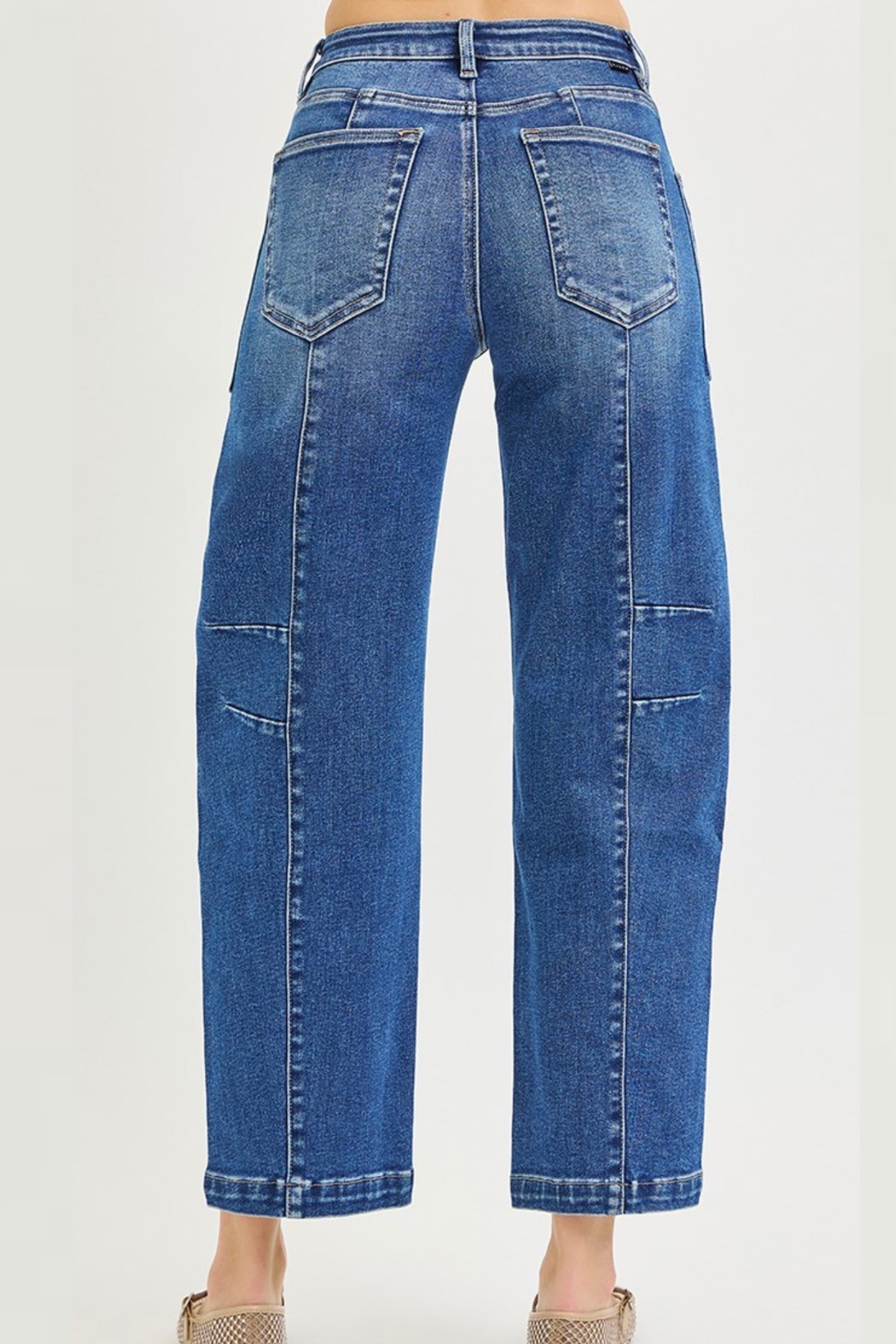 Risen Slouchy Barrel Patch Pocket Jeans-Denim-Vixen Collection, Day Spa and Women's Boutique Located in Seattle, Washington