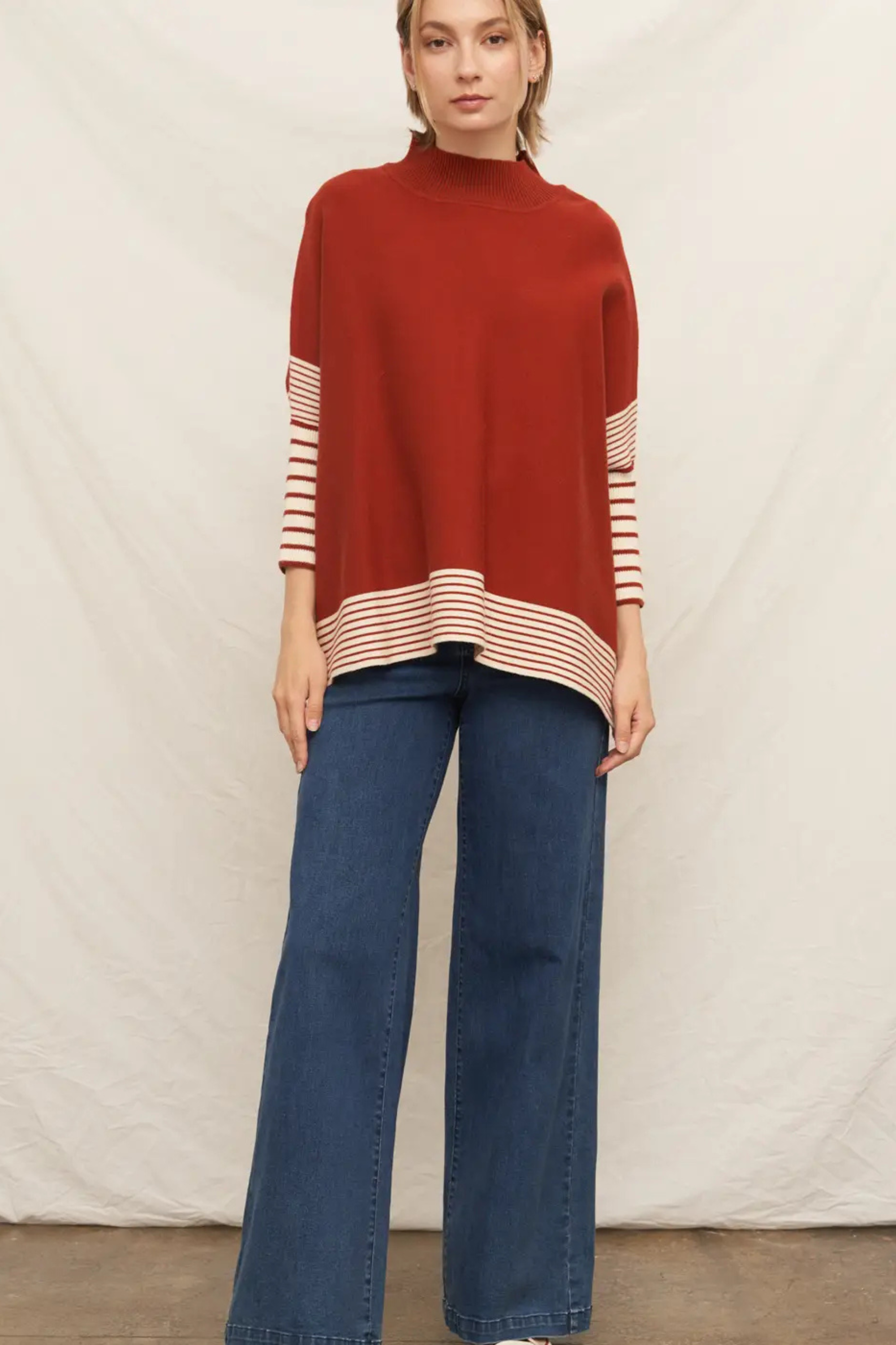 Rust Love Cape Sweater-Sweaters-Vixen Collection, Day Spa and Women's Boutique Located in Seattle, Washington